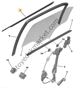 Peugeot 301 (2012-2020) Sol Arka Cam Dış Fitili (İthal)