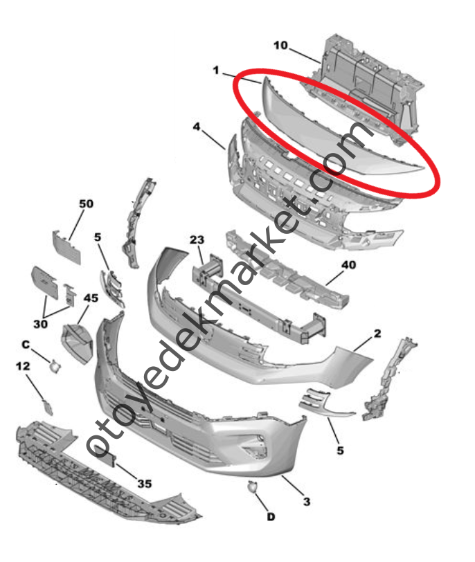 Peugeot Rifter (2024-2025) Ön Tampon Üst Parça (Orijinal)