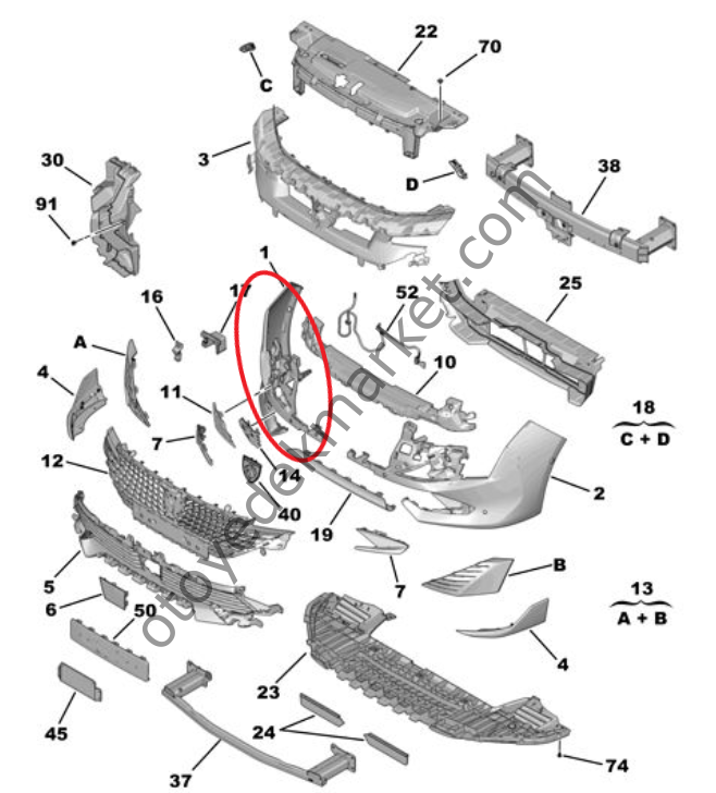 Peugeot 508 (2023-2025) Sağ Ön Tampon (Orijinal)