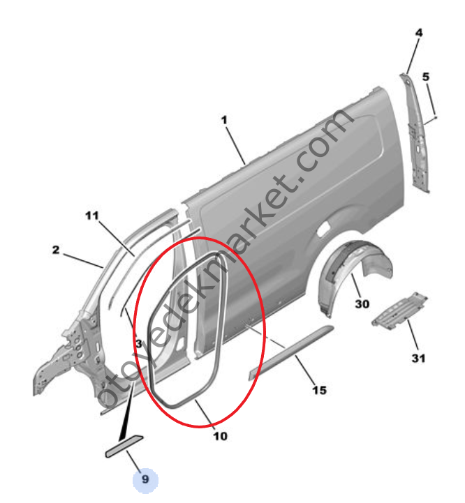 Peugeot Expert (2017-2024) Sol Ön Kabin Çerçevesi Lastiği (Orijinal)