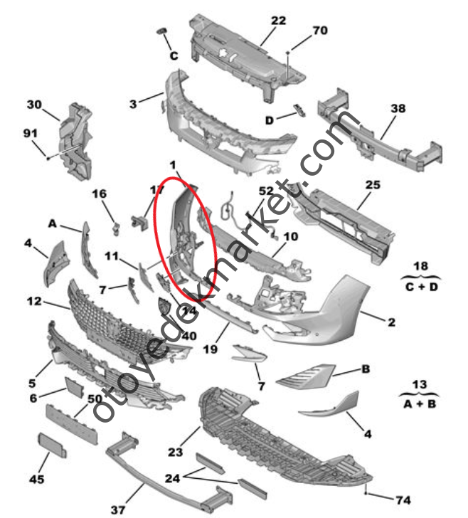 Peugeot 508 (2023-2025) Sağ Ön Tampon (Orijinal)