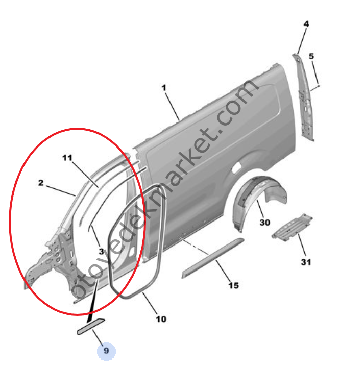 Peugeot Expert (2017-2024) Sol Ön Kabin Çerçevesi (Orijinal)
