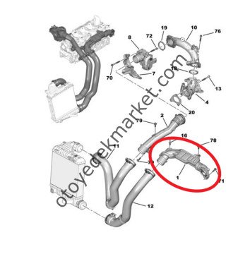 Citroen C4 (2021-2023) 1.5 Blue Hdi Turbo Hava Hortumu / Hava Rakor Borusu (Orijinal)