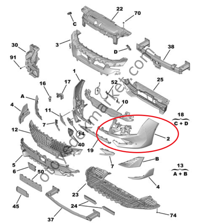 Peugeot 508 (2023-2025) Sol Ön Tampon (Orijinal)