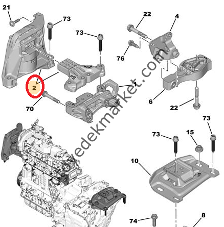 PEUGEOT 308 (2015-2018) 1,6 E-HDI MOTOR TAKOZU SAĞ ÜST (ORJİNAL)