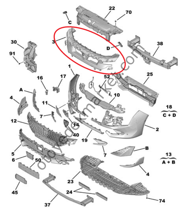 Peugeot 508 (2023-2025) Ön Tampon Bağlantı Takviyesi (Orijinal)