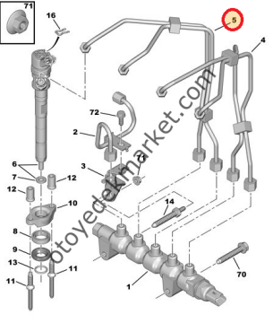PEUGEOT 307 (2002-2008) 1,6 HDİ 3-4 ENJEKTÖR BORU TAKIMI (ORİJİNAL)