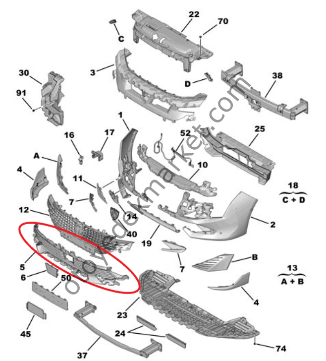Peugeot 508 (2023-2025) Ön Tampon Izgarası (Orijinal)