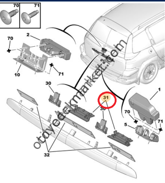 PEUGEOT 206 SW ARKA BAGAJ AÇMA DÜĞMESİ