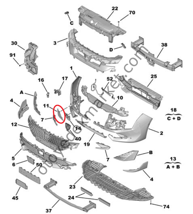 Peugeot 508 (2023-2025) Ön Tampon Çeki Demiri Kapağı (Orijinal)