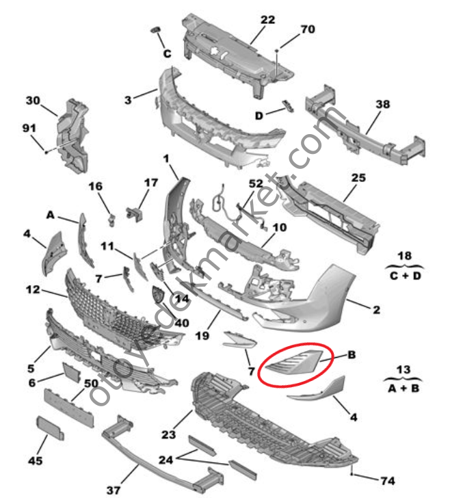 Peugeot 508 (2023-2025) Sol Ön Tampon Giydirmesi (Orijinal)