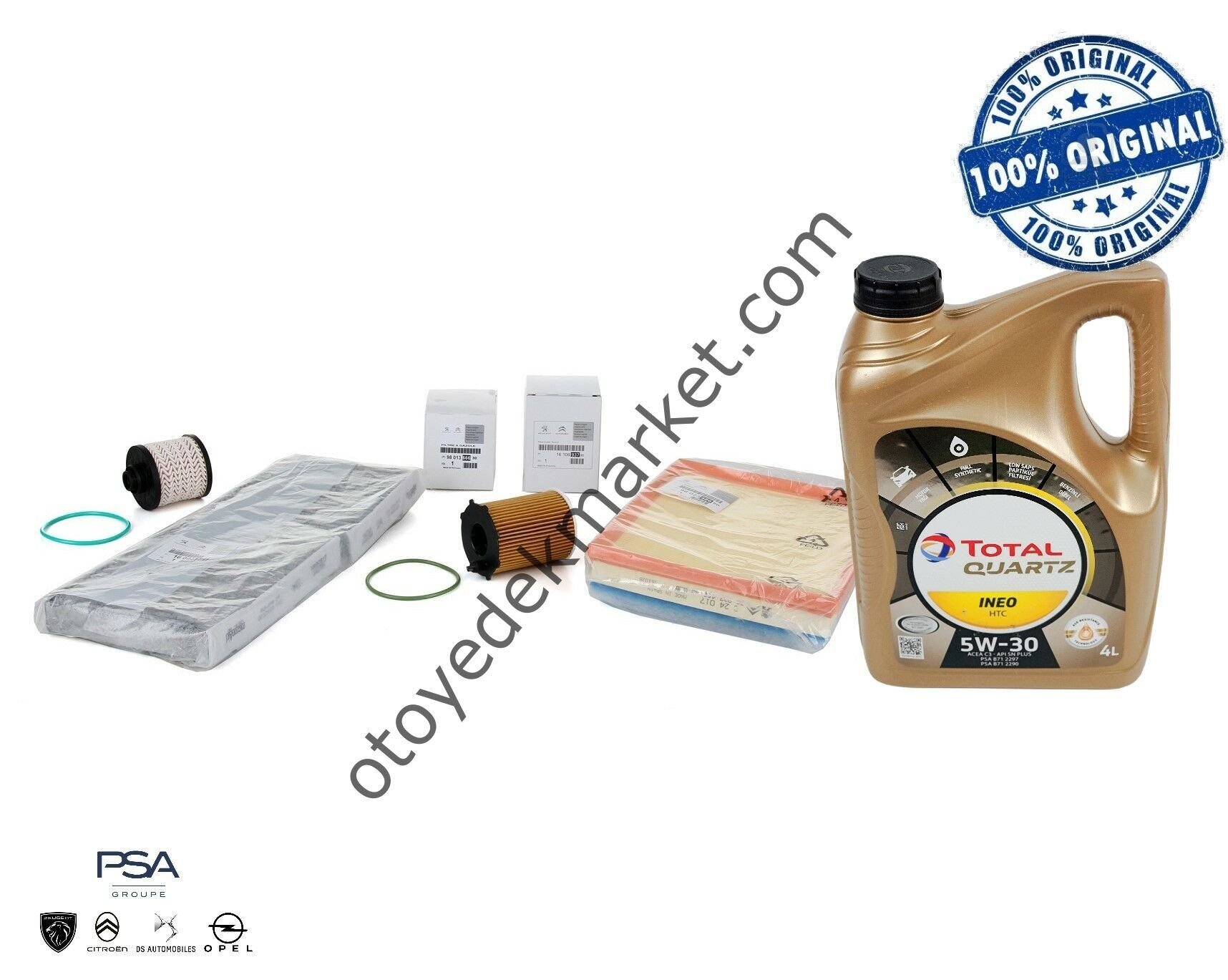 Citroen Cactus (2016-2018) 1.6 Hdi Euro6 Filtre Bakım Seti + Total Htc 5w30 (Orijinal)