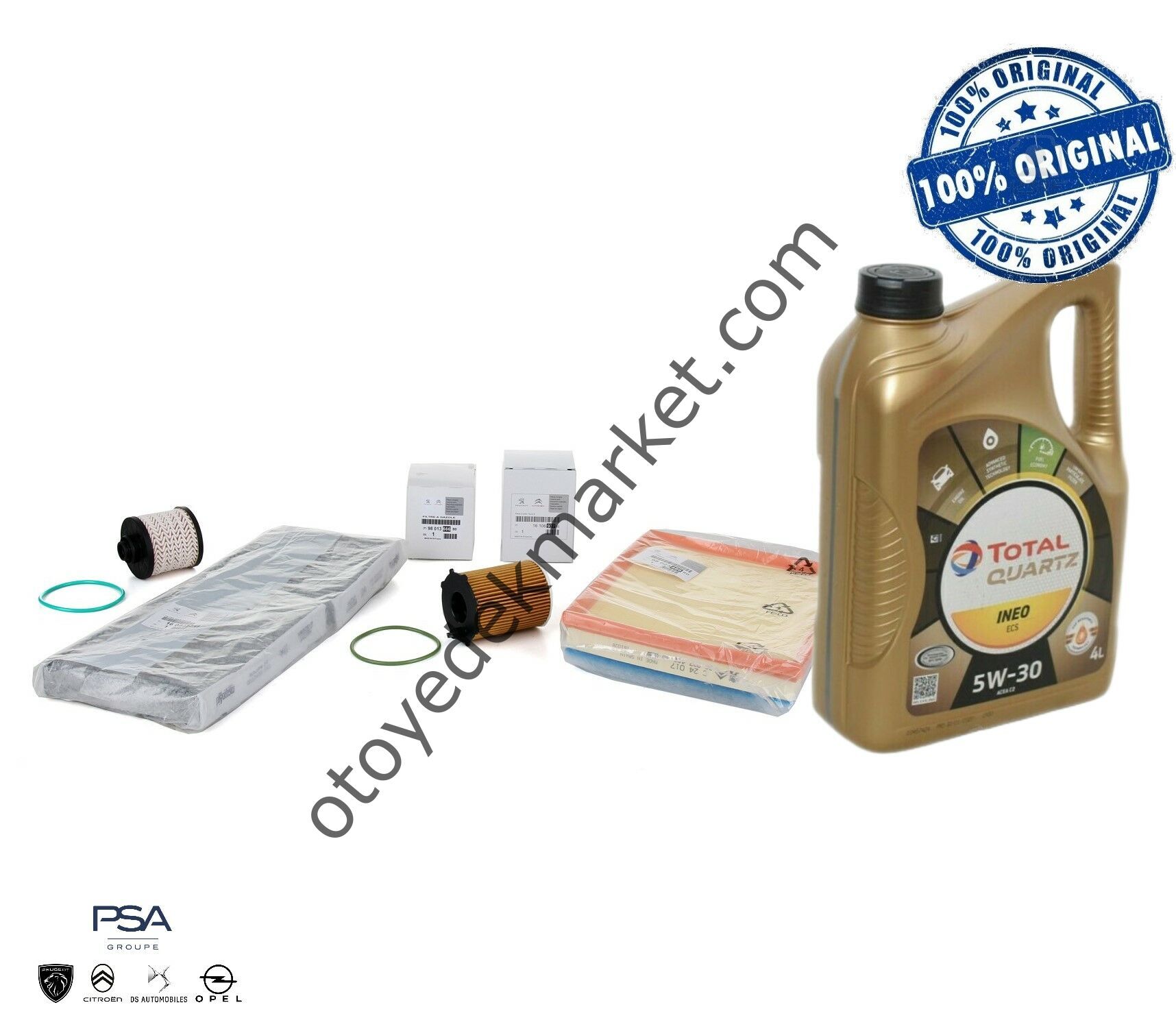 Citroen Cactus (2016-2018) 1.6 Hdi Euro6 Filtre Bakım Seti + Total 5w30 (Orijinal)