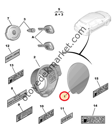 PEUGEOT 308 (2011-2013) DEPO DIŞ KAPAĞI (ORİJİNAL)