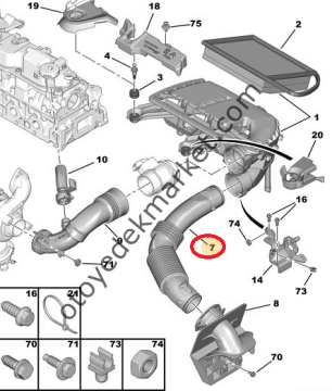 PEUGEOT 308 (2011-2014) 1,6 HDİ HAVA FİLTRE GİRİŞ HORTUMU (ORİJİNAL)