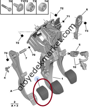 Citroen Berlingo (2003-2008) Fren Pedal Lastiği (İthal)