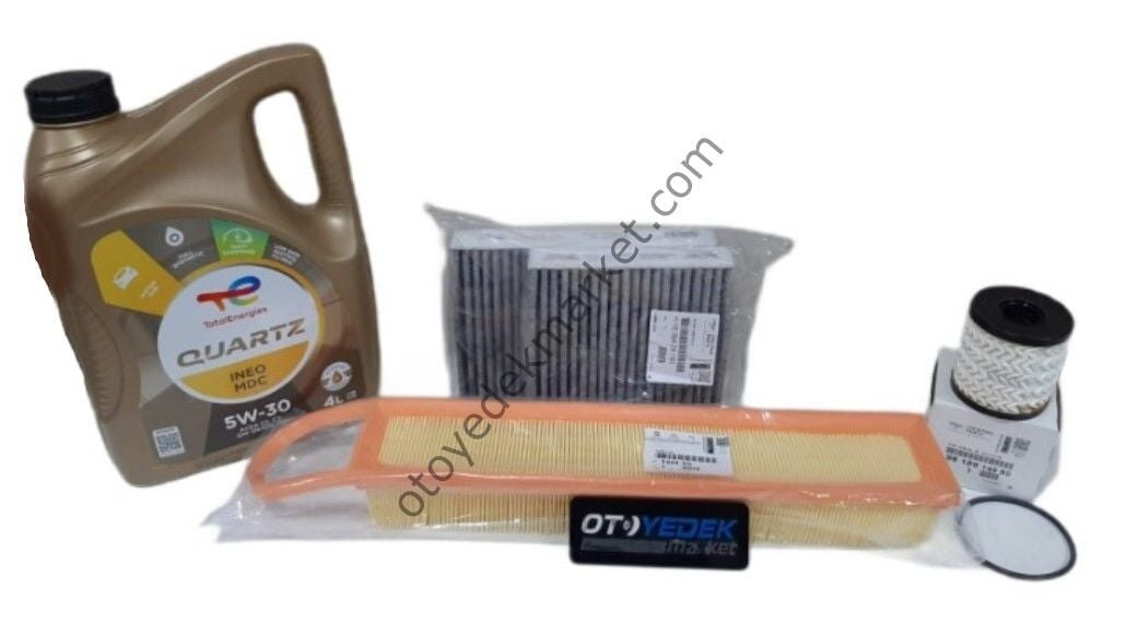 CİTROEN C3 (2005-2015) 1.6 16V VTİ BENZİNLİ FİLTRE SETİ+MOTOR YAĞI 5W30 (ORİJİNAL)