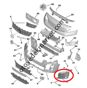 Peugeot Traveller (2017-2024) Ön Tampon Sol Sis Kapak Çerçevesi (Orijinal)