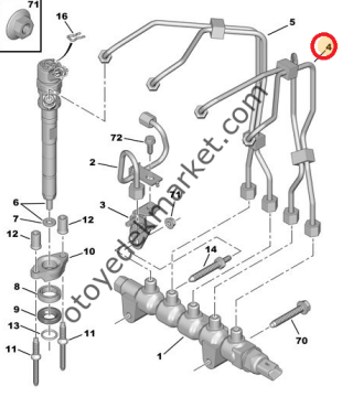 Citroen C5 (2005-2011) 1,6 Hdi 1-2 Enjektör Boru Takımı (Orijinal)