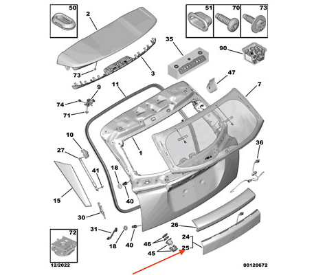 Peugeot 2008 (2020-2024) Bagaj Alt Çıtası (Orijinal)