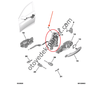 Peugeot 2008 (2020-2023) Sol Arka Kapı Kilidi (Orijinal)