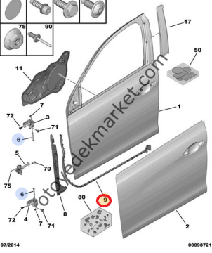 PEUGEOT 308 (2014-2020) SAĞ ÖN KAPI ALT LASTİĞİ