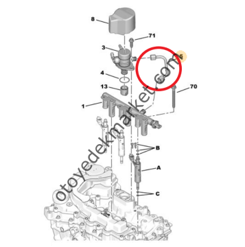 Citroen C3 (2017-2024) 1.2 Turbo Benzinli Enjektör Borusu (Orijinal)