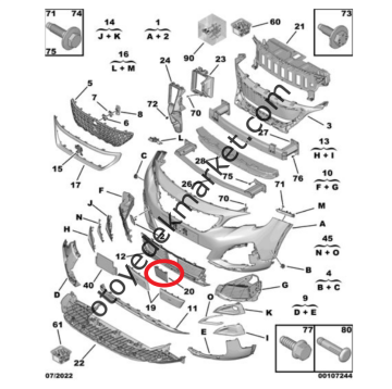 Peugeot 508 (2023-2025) Ön Tampon Plaka Mesnedi (Orijinal)