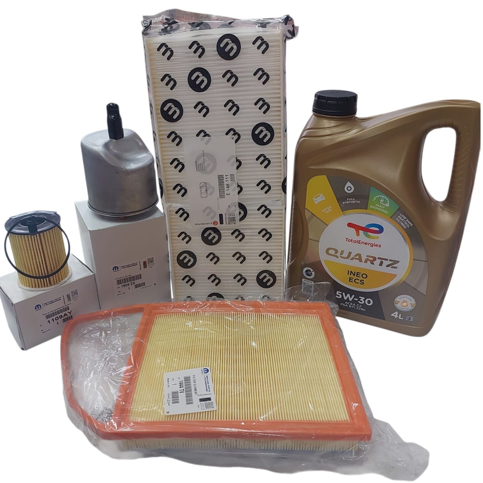 Citroen C3 (2011-2015) 1.4 Hdi Euro5 Filtre Bakım Filtre Seti +5w30 Yağ (Orijinal)