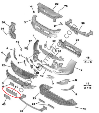 Peugeot 508 (2023-2025) Ön Tampon Orta Koruyucu (Orijinal)