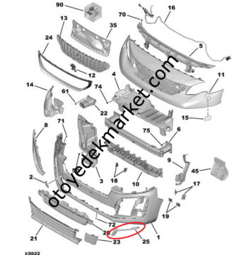 Peugeot Traveller (2017-2024) Sağ Ön Tampon Köşe Nikelajı (Orijinal)