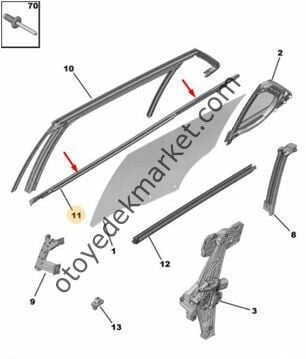 Peugeot 2008 (2020-2023) Sağ Arka Kapı Cam Dış Yatay Sıyırıcı Fitil Çıtası (Orijinal)
