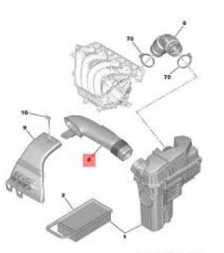 Peugeot 407 (2004-2011) 2.0 Benzinli Hava Filtre Hortumu (Orijinal)