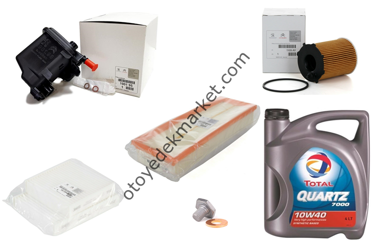 PEUGEOT 207 (2006-2012) 1.6 HDI FİLTRE SETİ +10W40 YAĞ (ORJİNAL)