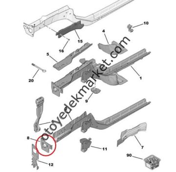 Citroen C4 (2021-2024) Ön Sol Şasi Kolu Ucu Bağlantı Sacı (Orijinal)