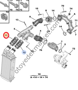 Citroen C-Elysee (2012-2017) Turbo Radyatör Hortumu (İthal)