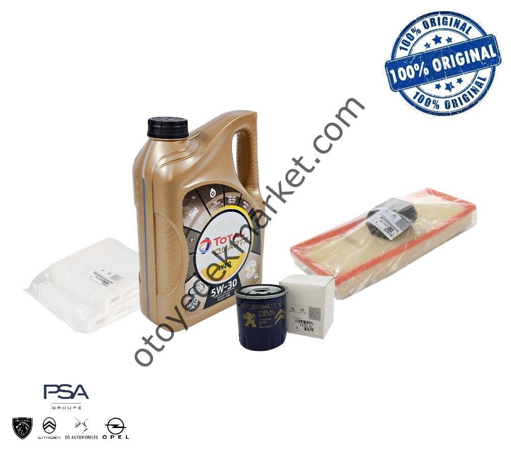 Citroen Cactus (2014-2020) 1.2 Benzinli Filtre Bakım Seti ve Total Htc 5w30 Motor Yağı