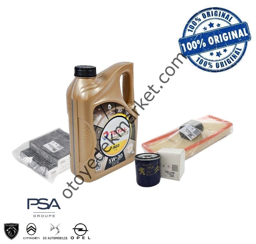 Citroen Cactus (2014-2020) 1.2 Benzinli Filtre Bakım Seti ve Total Htc 5w30 Motor Yağı
