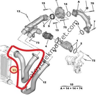 Citroen DS3 (2016-2020) Turbo İntercooler Üst Hortumu (Orijinal)