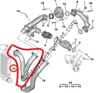 Citroen DS3 (2016-2020) Turbo İntercooler Üst Hortumu (Orijinal)