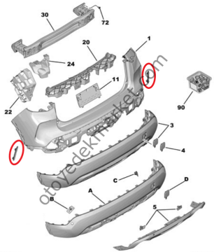 Citroen C4 (2021-2024) Arka Tampon Köşe Bakaliti (Orijinal)