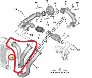 Citroen C3 Aircross (2017-2024) Turbo İntercooler Üst Hortumu (Orijinal)