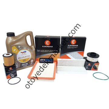 Peugeot 508 (2019-2024) 1.5 Blue Hdi Filtre Bakım Seti + 5w30 HTC yağ (Orijinal Eureopar)