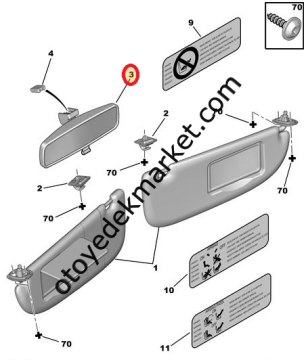Peugeot 306 (1994-2003) İç Dikiz Aynası (Orijinal)