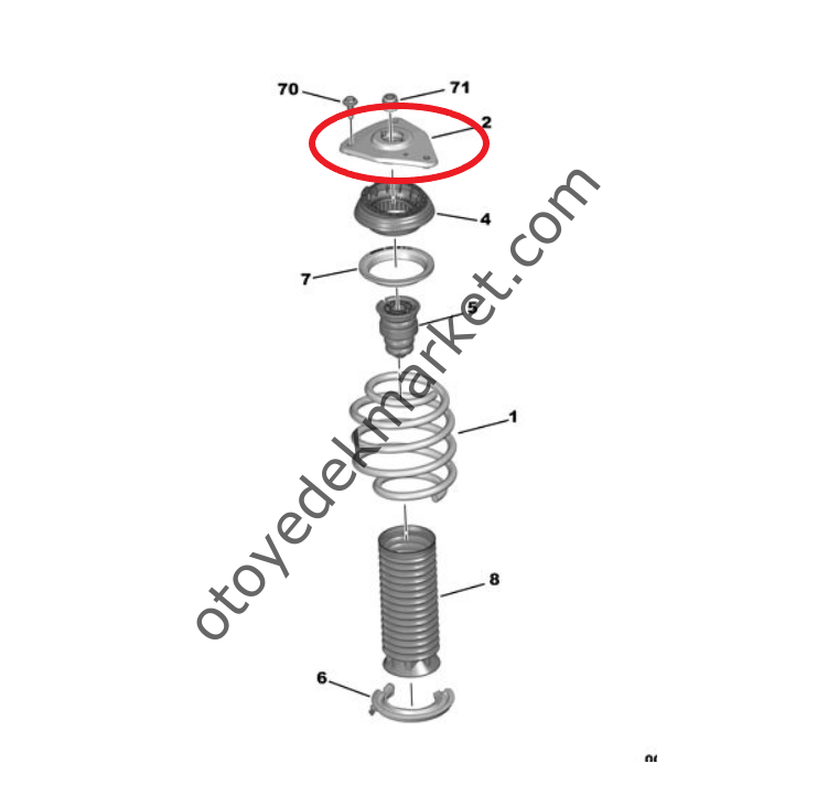 Peugeot 308 (2022-2023) Ön Amortisör Takoz Dayanağı (Orijinal)