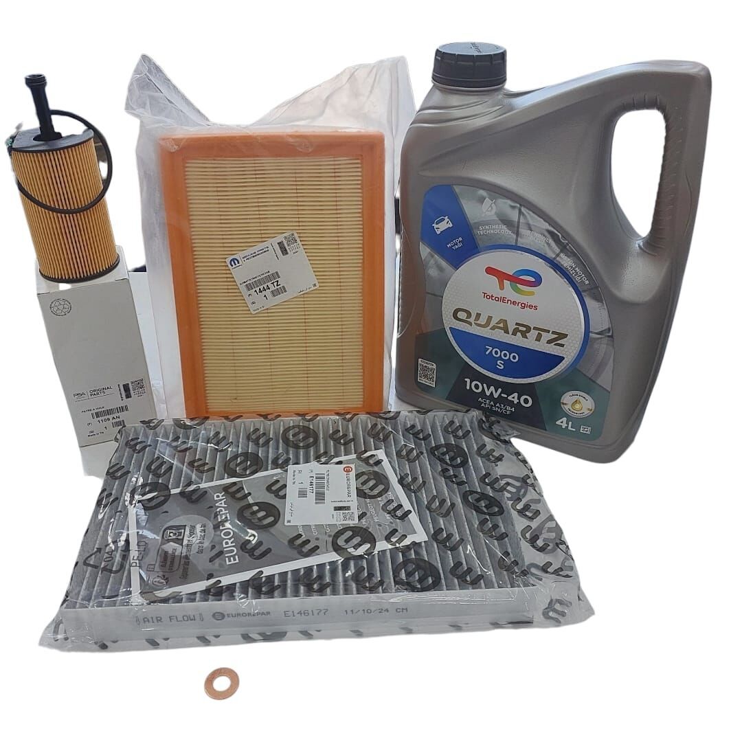 Peugeot 307 (2001-2009) 1.6 Benzinli Karbon Polenli Filtre Seti (Orijinal) Ve 10W40 Motor Yağ