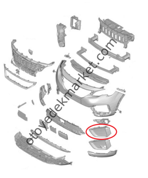 Peugeot 5008 (2017-2020) Ön Tampon Sol Izgara Kapağı (Orijinal)