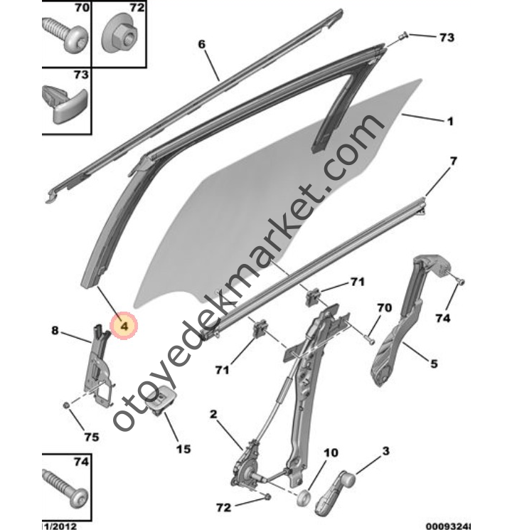 Peugeot 208 (2012-2019) Sağ Arka Kapı Cam Çerçeve Fitili (Orijinal)