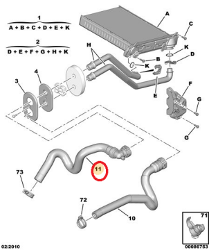 PEUGEOT 308 KALORİFER ÇIKIŞ HORTUMU