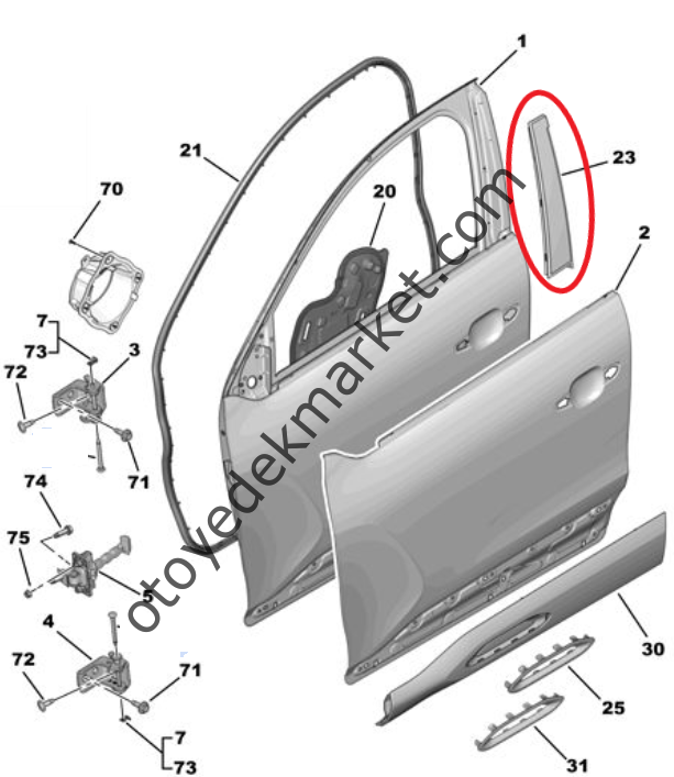 Citroen C4 (2021-2024) Sol Ön Kapı Direk Çıtası (Orijinal)